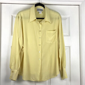 Vintage Diane Von Furstenberg Silk Assets Blouse Butter Yellow Women's 1X